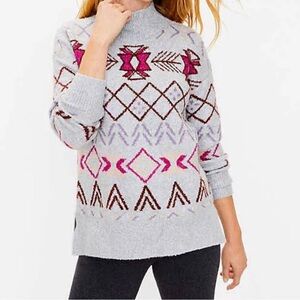 Lou & Grey | Fair Isle Tunic Sweater Pebble Grey Heather Long Sleeve Size Small